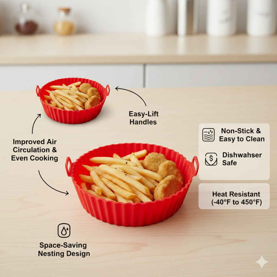 ReeQ Reusable Silicone Air Fryer Pan Round