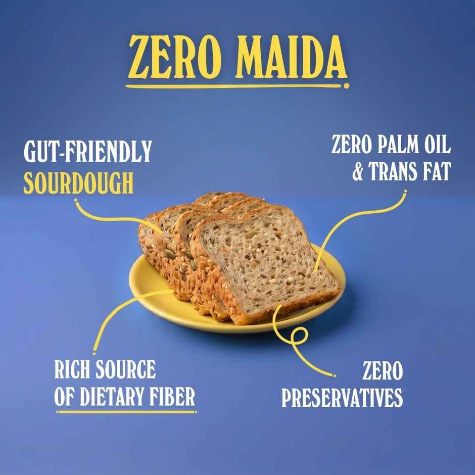 The Baker's Dozen Zero Maida Multigrain Bread | Gut Friendly | Whole Wheat | Healthy Bread