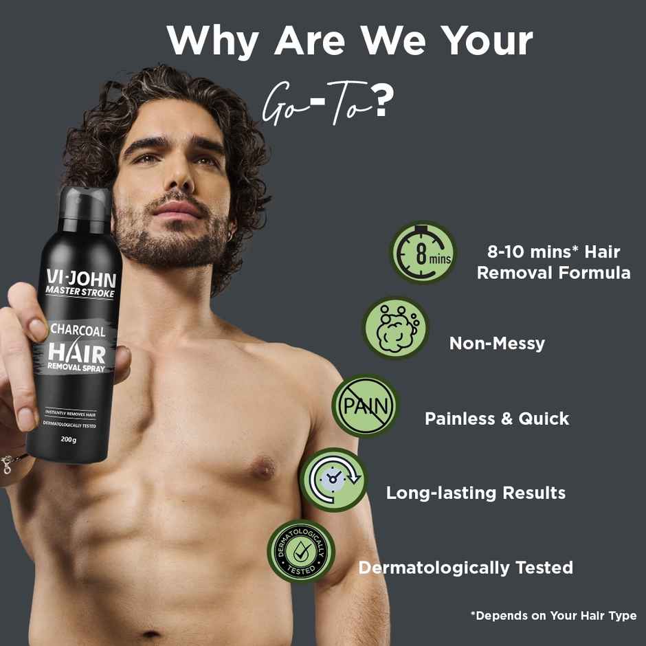 Vi-John Master Stroke Charcoal & Aloevera Hair Removal Spray For Men