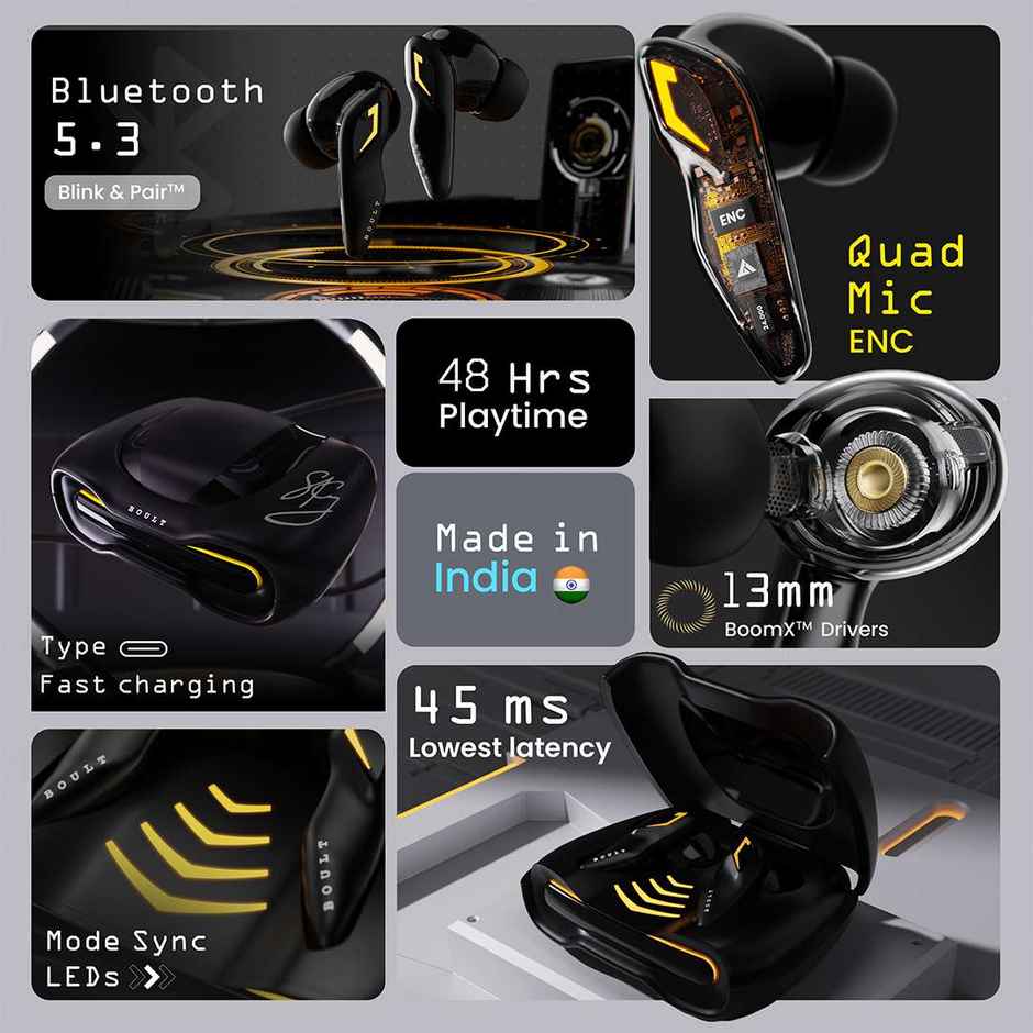 GOBOULT (Formerly Boult) Surya Kumar Yadav Sign Astra Special Edition | 48H Battery | Shadow Black