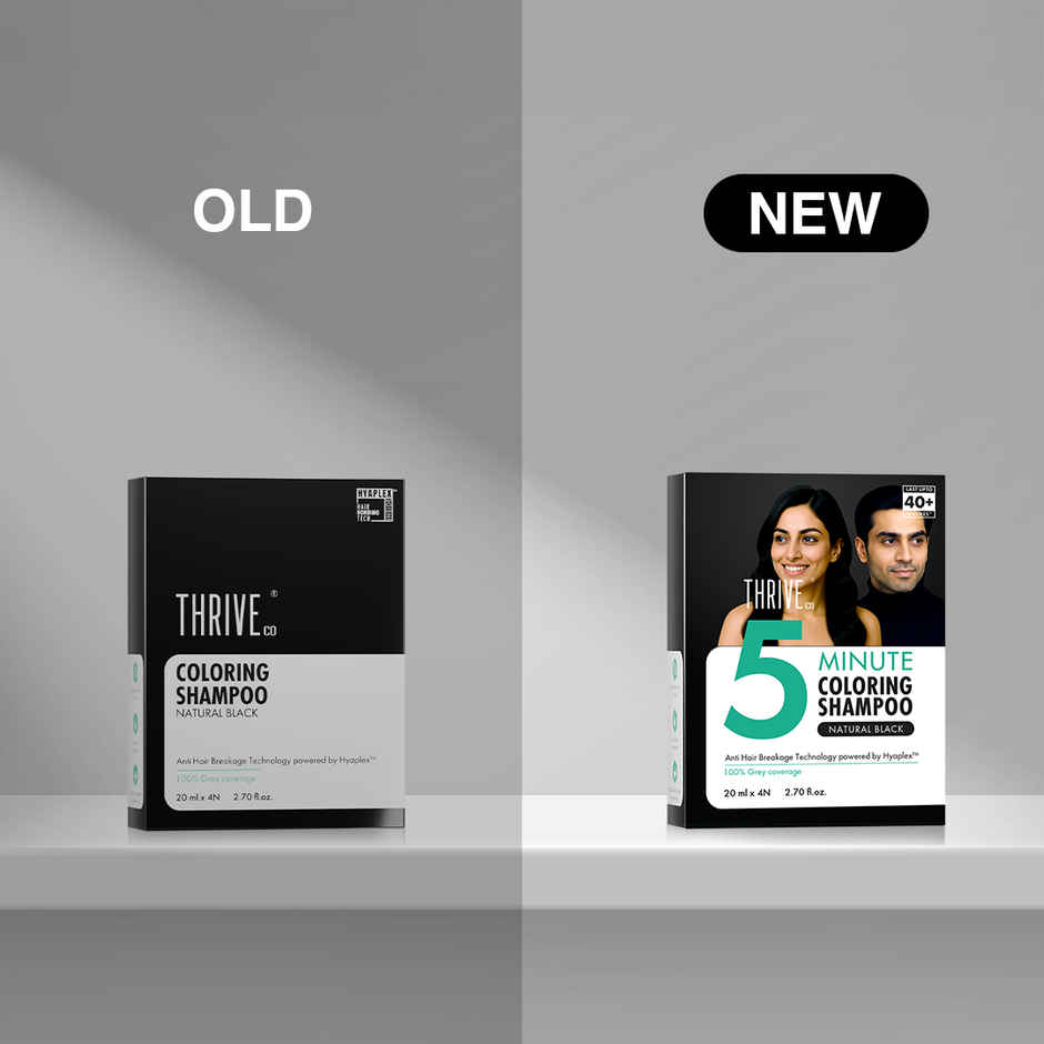 ThriveCo Coloring Shampoo With Hyaplex For Rich - Shiny Colored Hair | Ammonia-Free | Natural Black