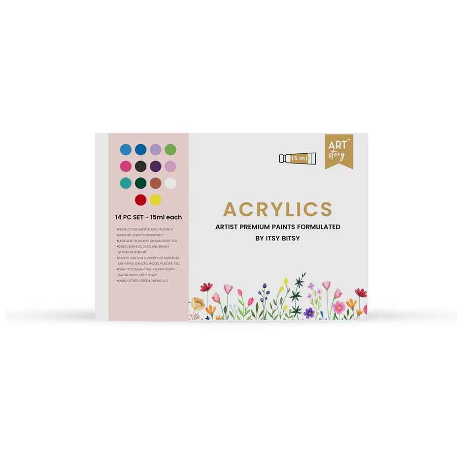 Itsy Bitsy Artists Acrylic Colour Set 14 Colors x 15 ml Each