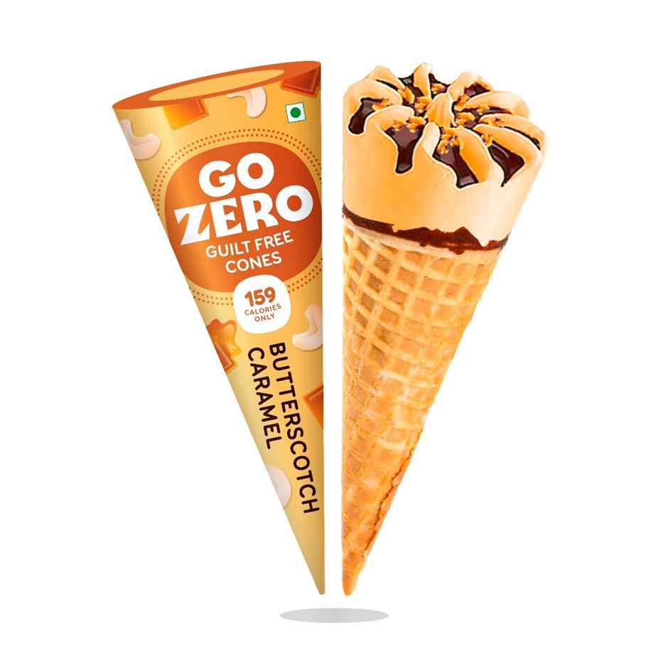 Go Zero Butterscotch Caramel Low Calorie Guilt Free Ice Cream Cone