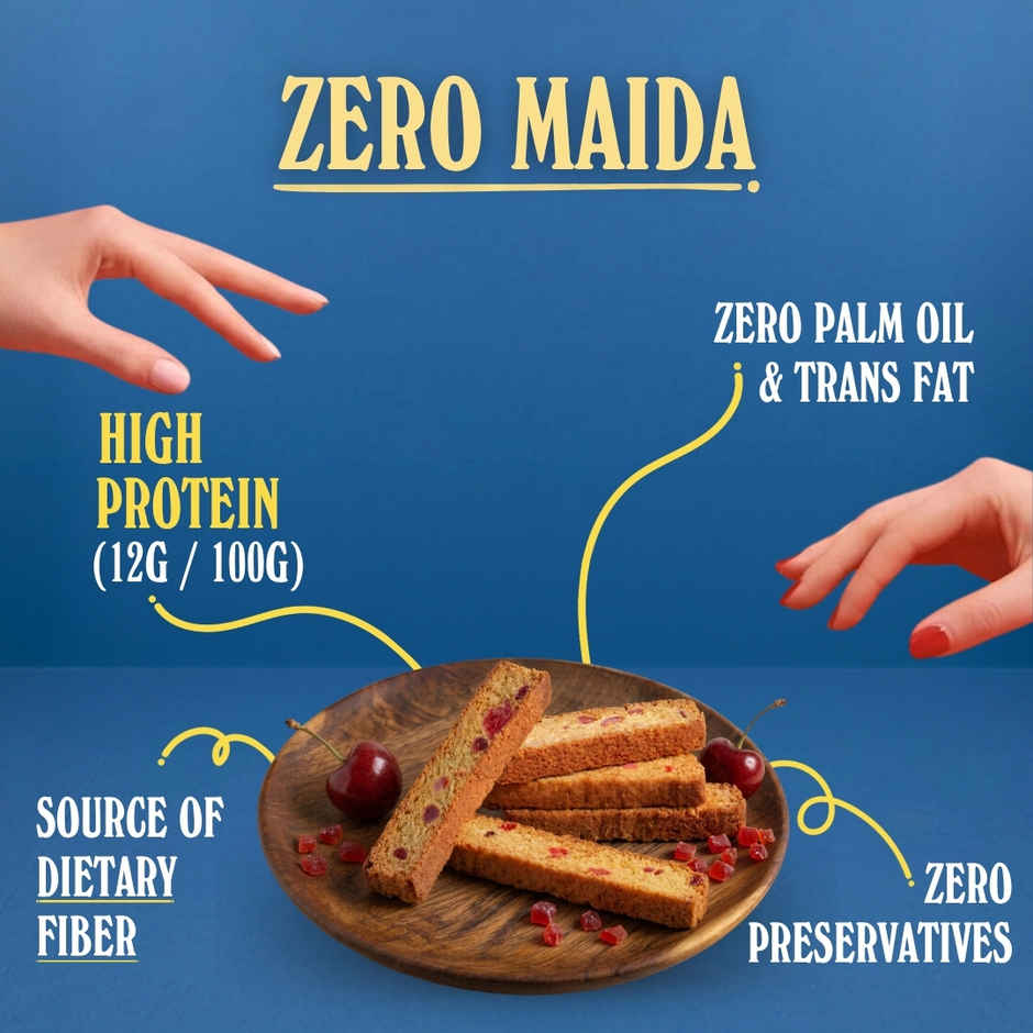 The Baker's Dozen Fruit Cake Rusk | High Protein | Zero Maida | Atta Rusk | Zero Palm Oil