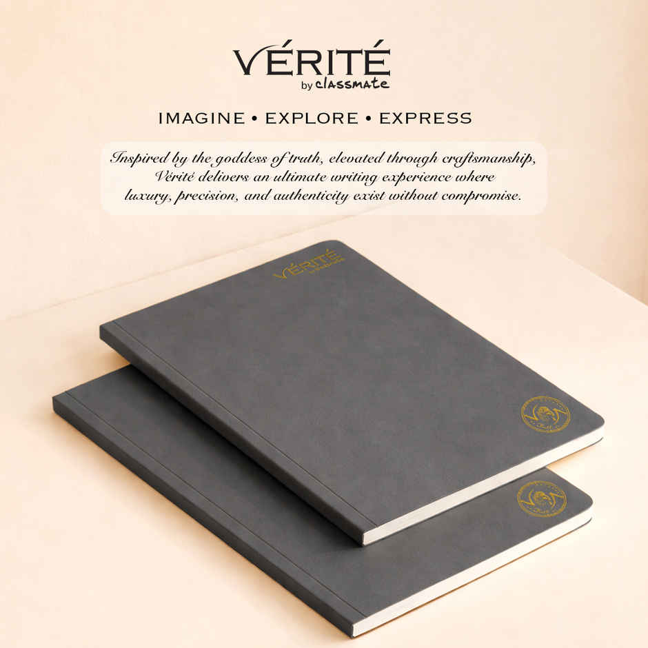 Verite by Classmate | Lay Flat Long Book | Charcoal | Size 297 X 210 | Single Line | 140 Pages