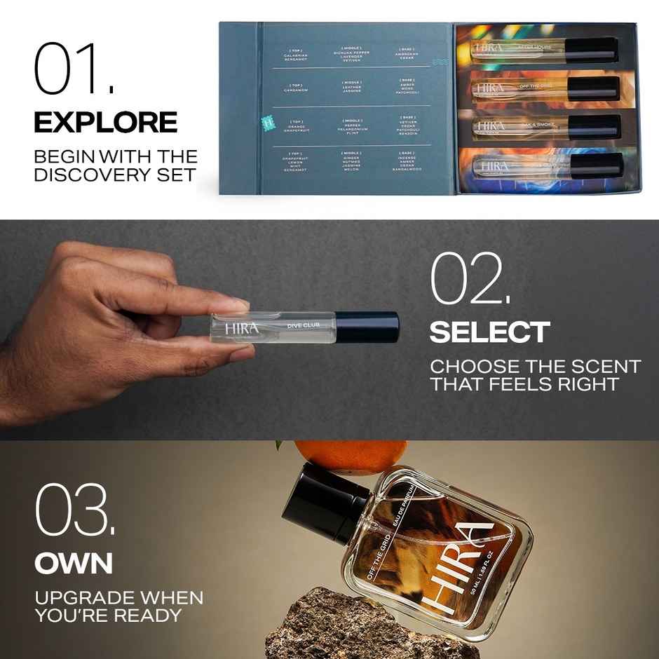 HIRA Discovery Set for Him | EDP | Dive Club, Oak & Smoke, Off The Grid, After Hours