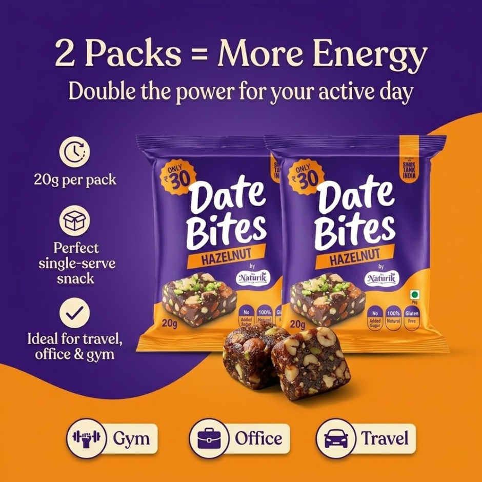 The Naturik Co Hazelnut Date Almond Bites | No Added Sugar | Healthy Energy Snack