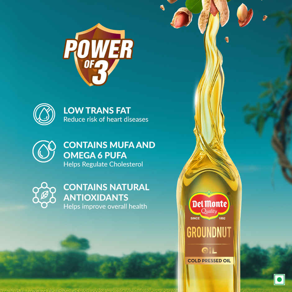 Del Monte Groundnut (Peanut) Cold Pressed Oil | Healthy Cooking Oil