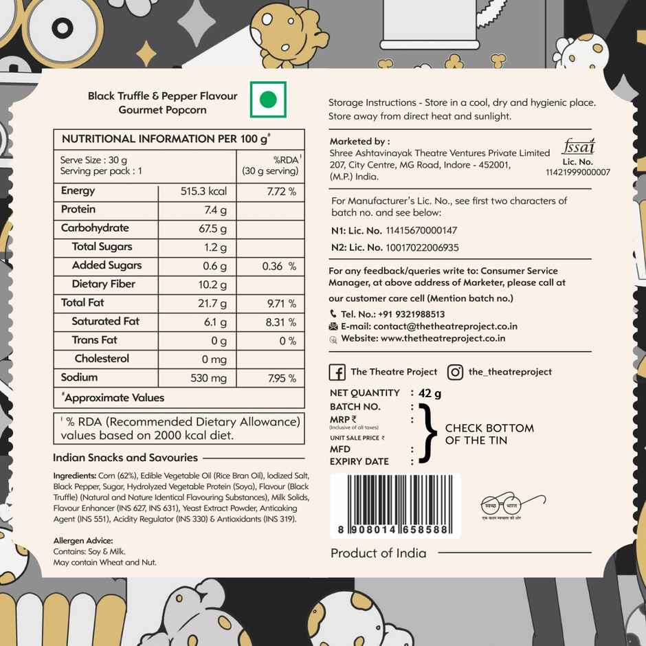 TTP Gourmet Popcorn | Black Truffle & Pepper