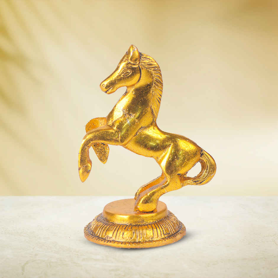 Devnidhii Jumping Horse Small in Gold Polish Vastu Feng Shui