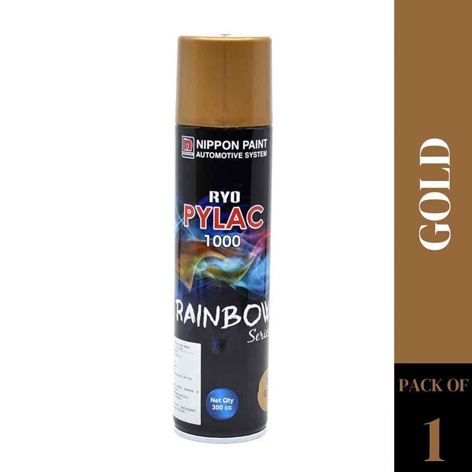 Nippon Paint Pylac 1000 Acrylic Multi-Purpose Spray Paint RS Gold Color for Car, Bike, Home