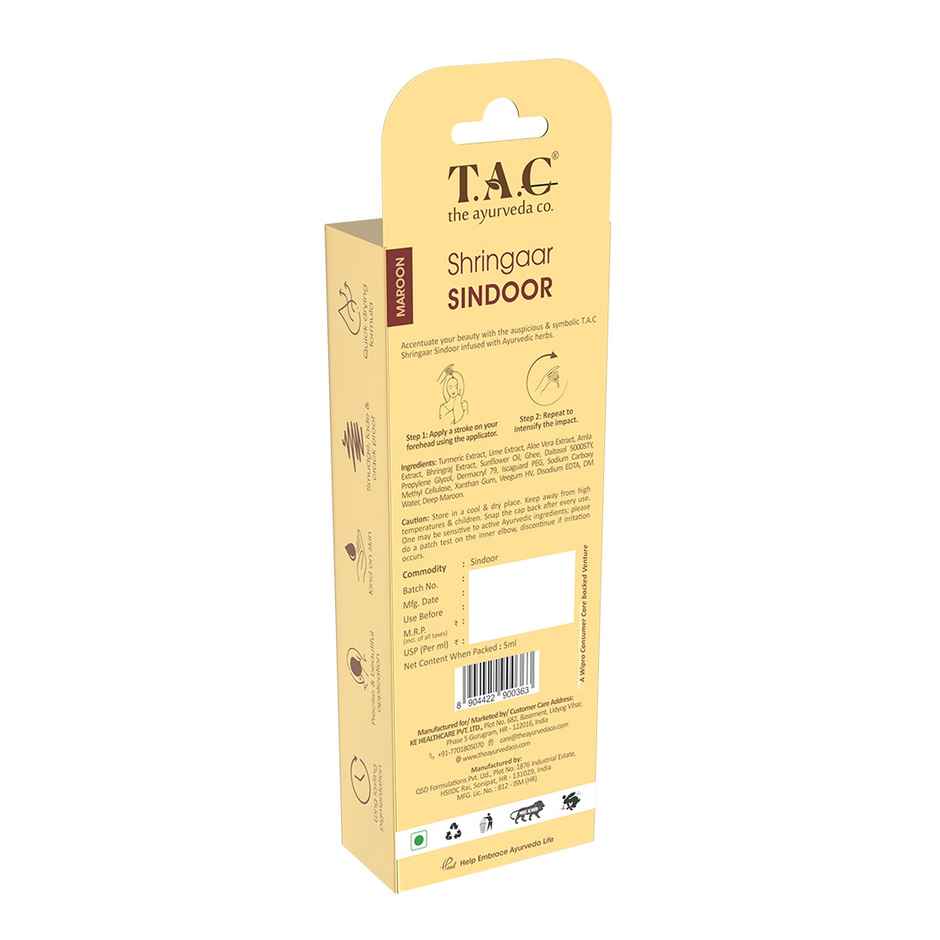 Tac 100% Natural Herbal Maroon Liquid Sindoor Waterproof And Smudge-Proof Sindoor