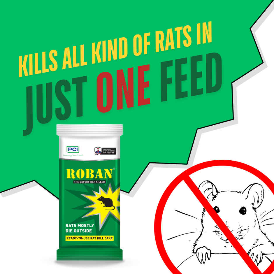 Hicare PCI Roban The Rat Killer Cake | Kills Rats Outdoors in One Feed | Effective Against All Types of Rats