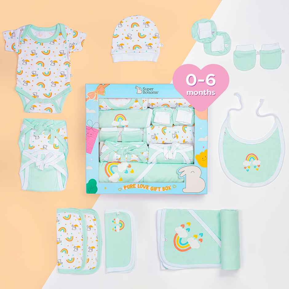 SuperBottoms Pure Love Gift Set For Newborn (0-6 Months) Baby Boys & Girls