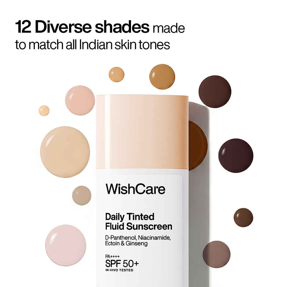 WishCare Daily Tinted Fluid Sunscreen SPF50PA++++ | L102 | All Skin Type | InVivo Tested