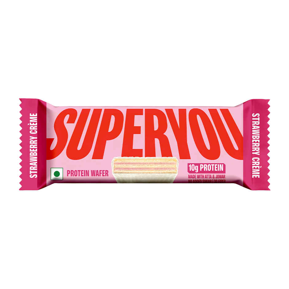 SuperYou 10g Protein Wafer Bar - Strawberry Creme (Made with Atta & Jowar. No Added Sugar.)