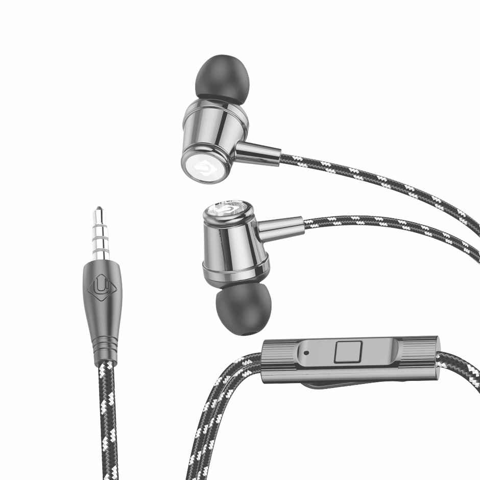 U&i Clash Wired Earphone with Magnet Buds | 1.2m Braided Cord | Silver