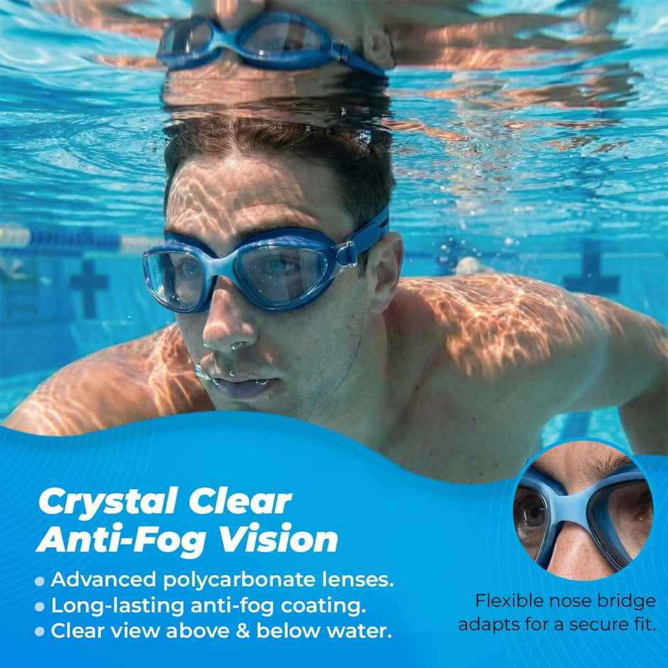 Lifelong Adult Unisex Swimming Goggles with Adjustable Strap | Blue