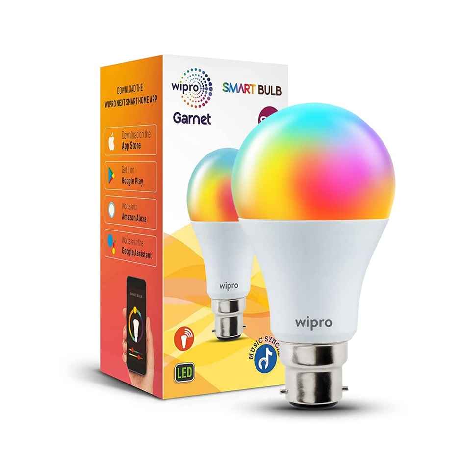 Wipro 9W B22 WiFi Smart LED Bulb with Music Sync Compatible with Amazon Alexa and Google Assistant