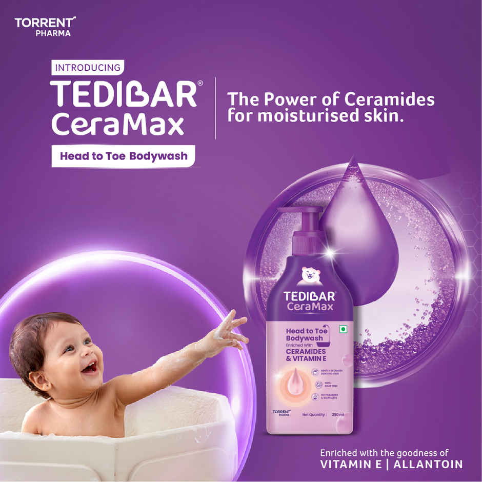 Tedibar Ceramax Head to Toe Gentle Cleansing Baby Body Wash | For Skin and Hair | Triple Ceramides, Allantoin and Vitamin E | Soap Free
