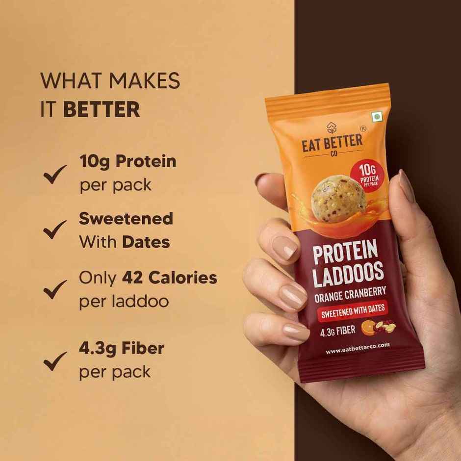 Eat Better Co Protein Laddu | Orange Cranberry 