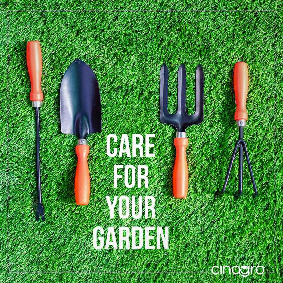 Cinagro Garden Tools - 5 Pcs | Weeder | Big and Small Trowel | Hand Fork | Cultivator