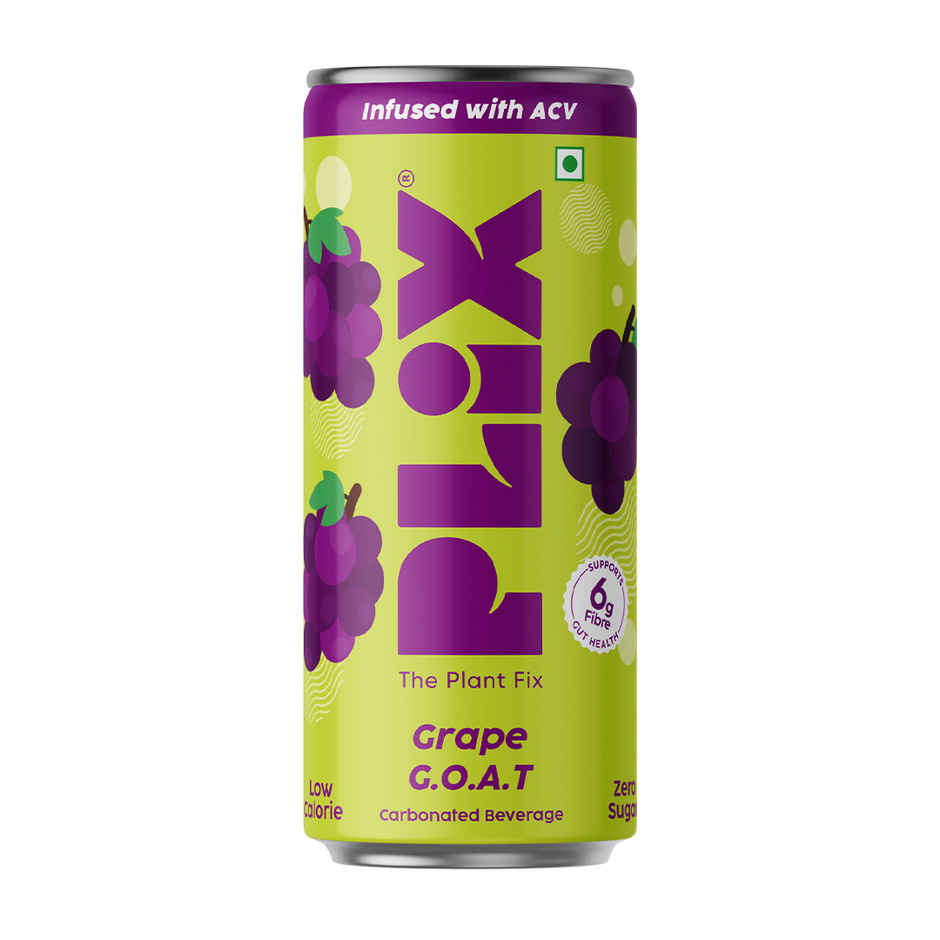 Plix Grape G.O.A.T Fizzy Soft Drink Can | Low Calorie & Zero Sugar | Prebiotics with 6g Fibre