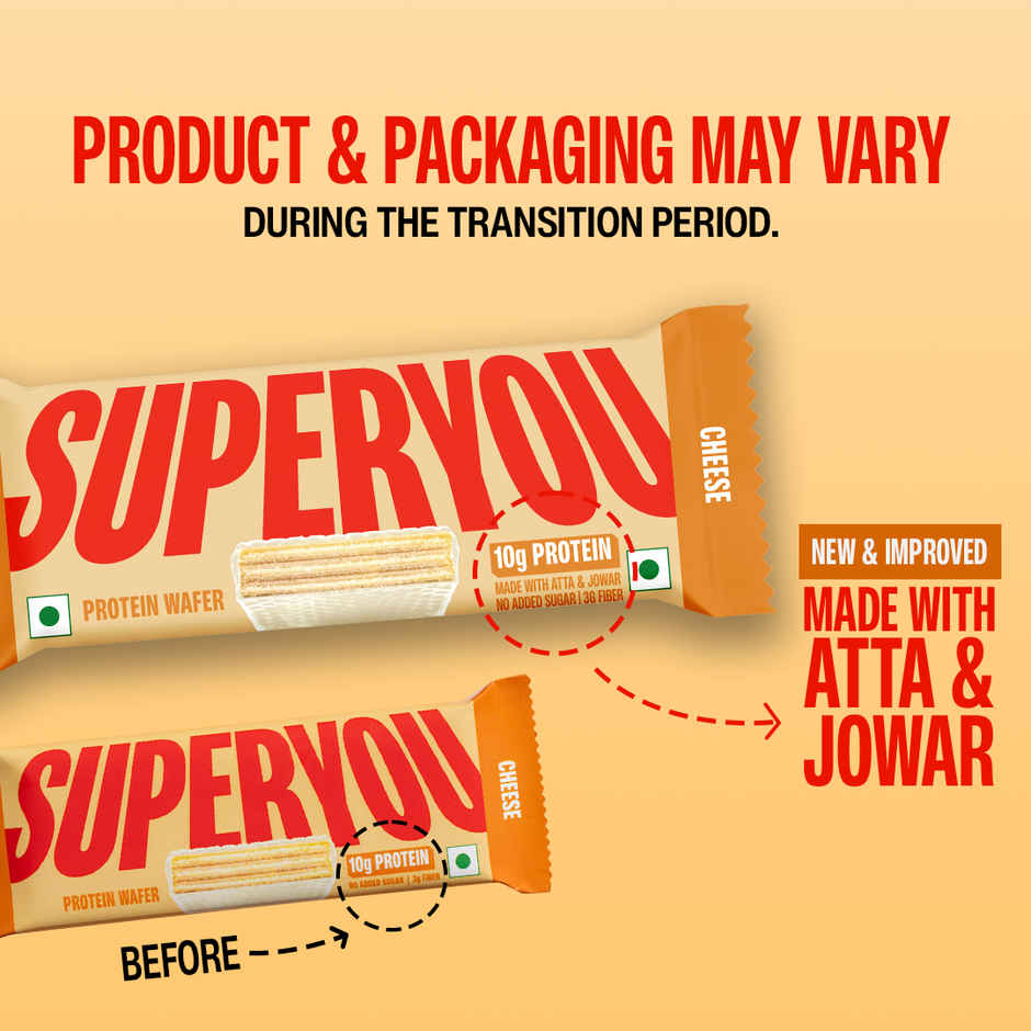 SuperYou 10g Protein Wafer Bar - Cheese (Made with Atta & Jowar. No Added Sugar. No Trans Fat.)