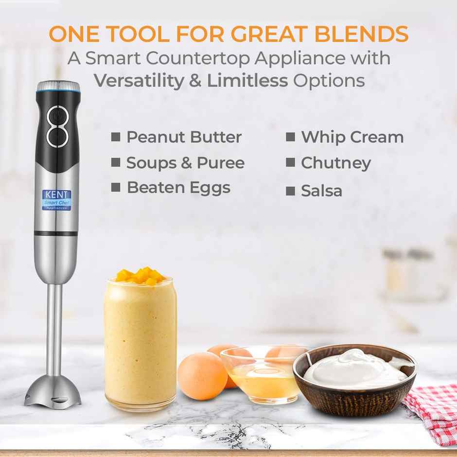 Kent Ss Hand Blender 450W | Variable Speed Control | Turbo Switch For Fast Blending ,- Silver