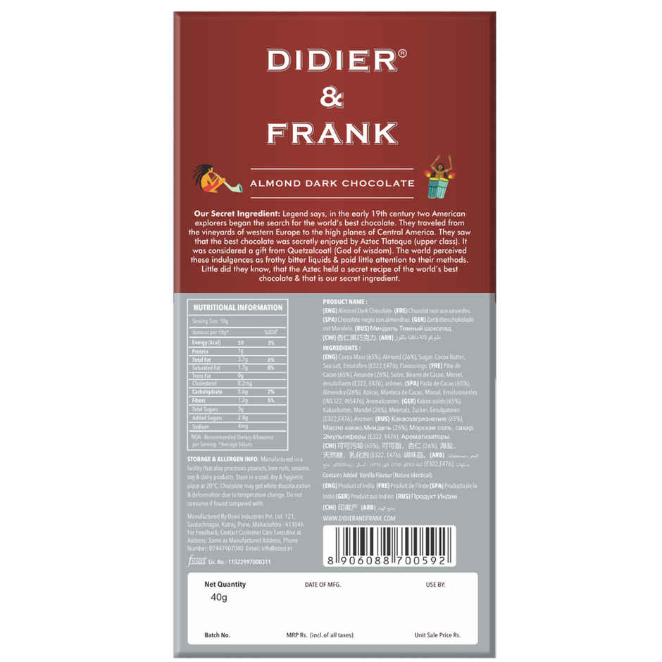 Didier & Frank Almond Dark Chocolate Bar