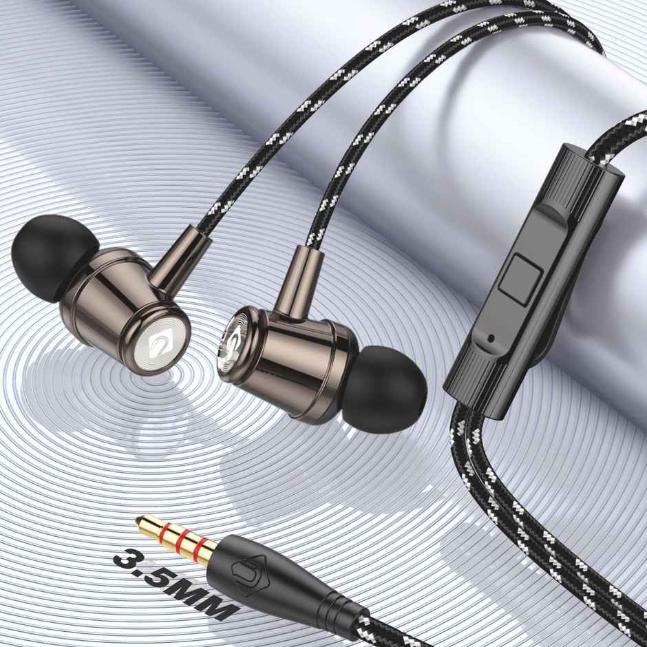 U&i Clash Wired Earphone with Magnet Buds | 1.2m Braided Cord | Brown