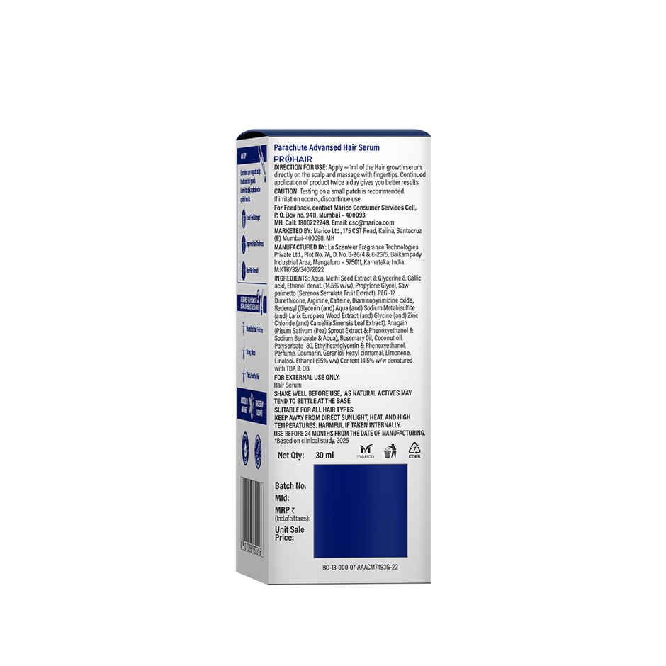 Parachute Advansed Pro Hair Growth Serum | Reduces Hair fall | For Thick & Healthy Hair|Men & Women