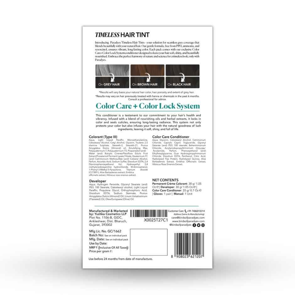 Paradyes Timeless Hair Tint Natural Hair & Beard Color - Natural Black