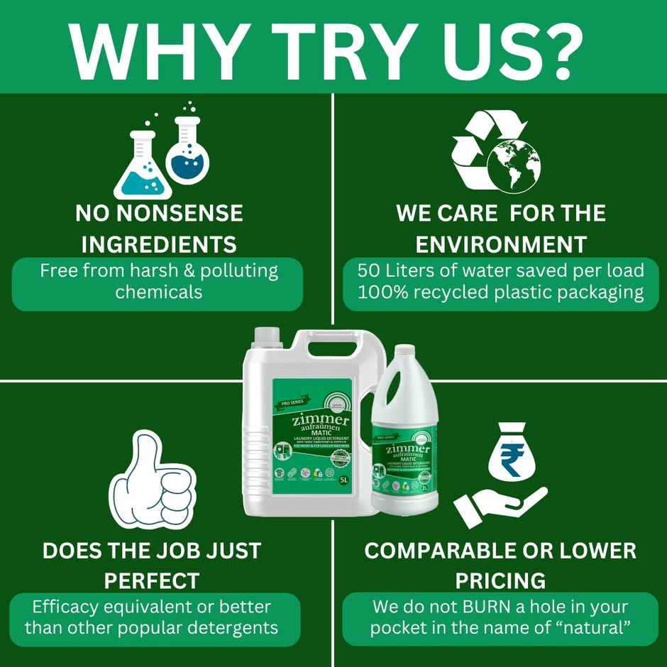 Zimmer Aufraumen Low Foam Front & Top Load Plant-Based Detergent Liquid