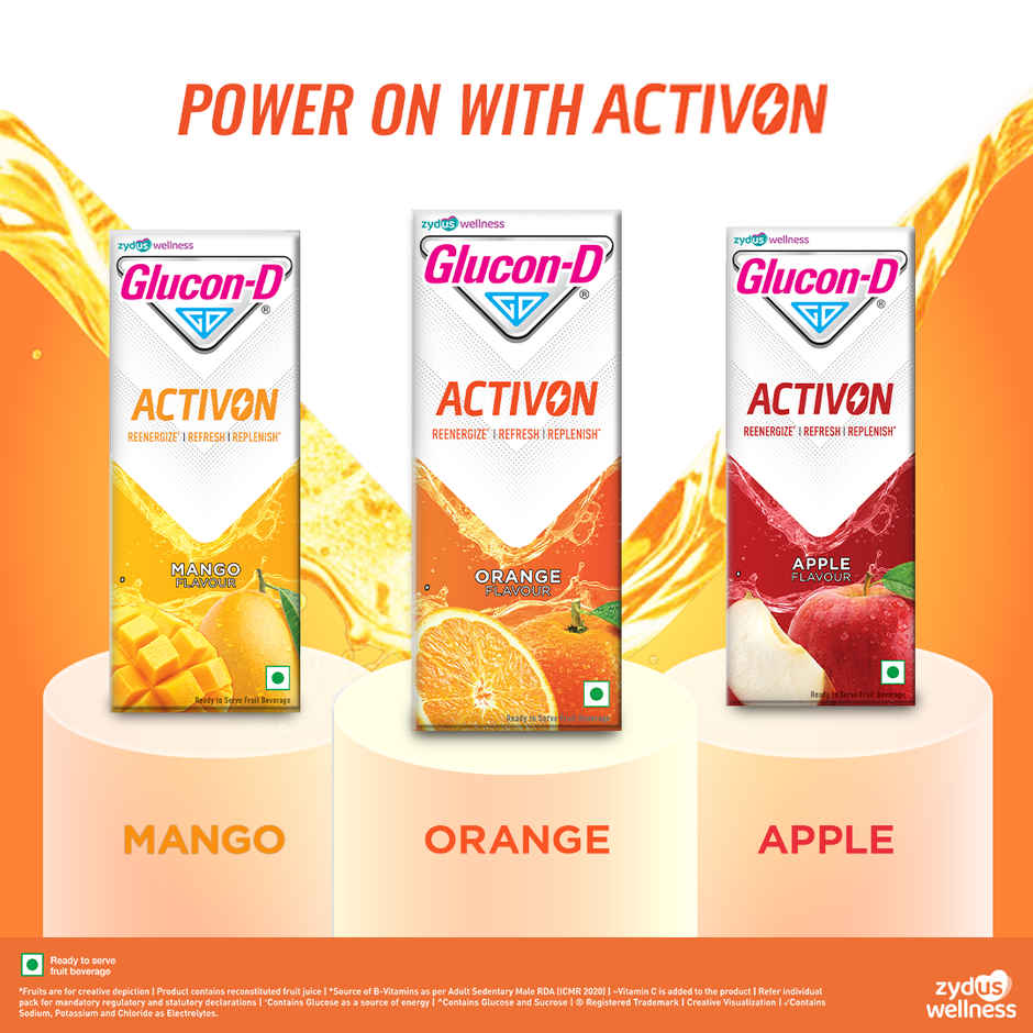Glucon-D Activon Ready to Drink Beverage | Orange Flavour