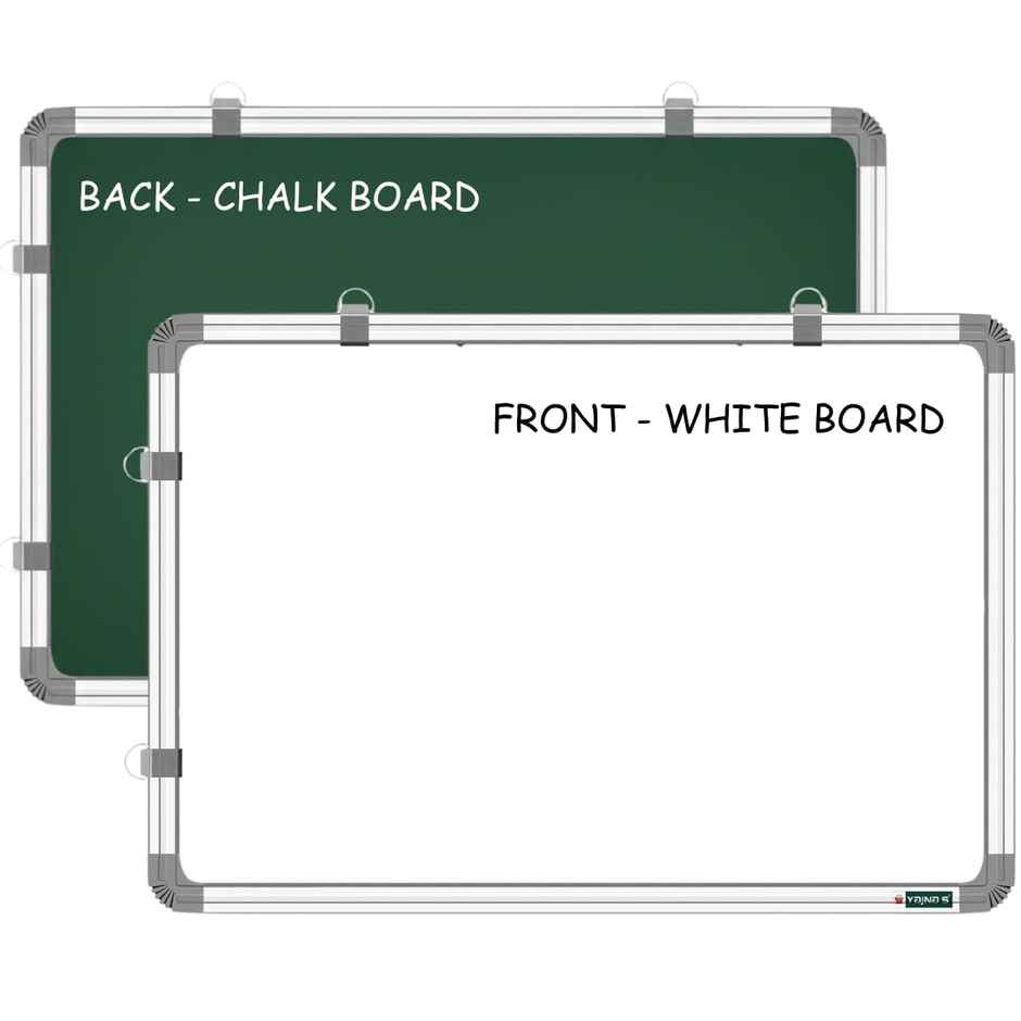 Yajnas Double-Sided Whiteboard & Chalkboard | 1.5 x 2 Ft | For Study, Home & Office Use