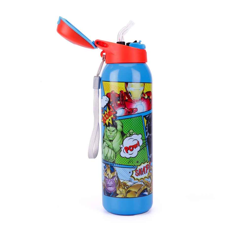 Marvel Avengers Stainless Steel Sipper Bottle | Double Wall | With Straw | 600 ml