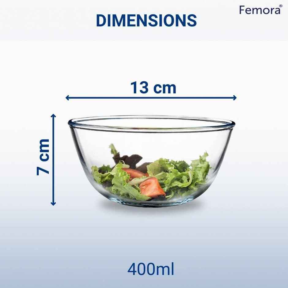 Femora Maggie Soup Microwave Bowl 400 ml 1 Pc Borosilicate Glass Microwave & Oven Safe