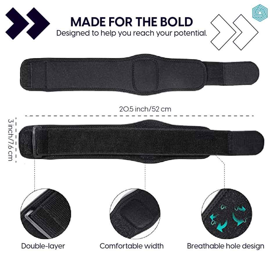 Boldfit Neoprene Tennis Elbow Support For Gym With Strap - Free Size Black