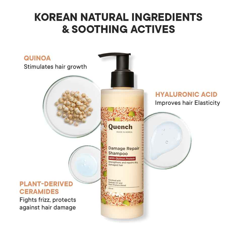 Quench Damage Repair Hydrating Hair Shampoo With Ceramides For Dry, Colored & Damaged Hair