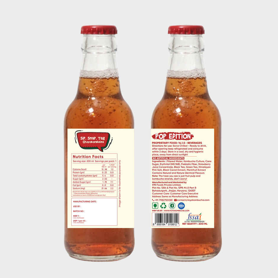 Toyo Kombucha Low Sugar Strawberry Cream