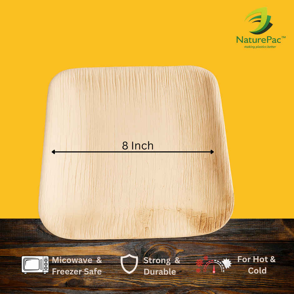 Square Areca Plate | 8 inch | Disposable and Handy | Naturepac