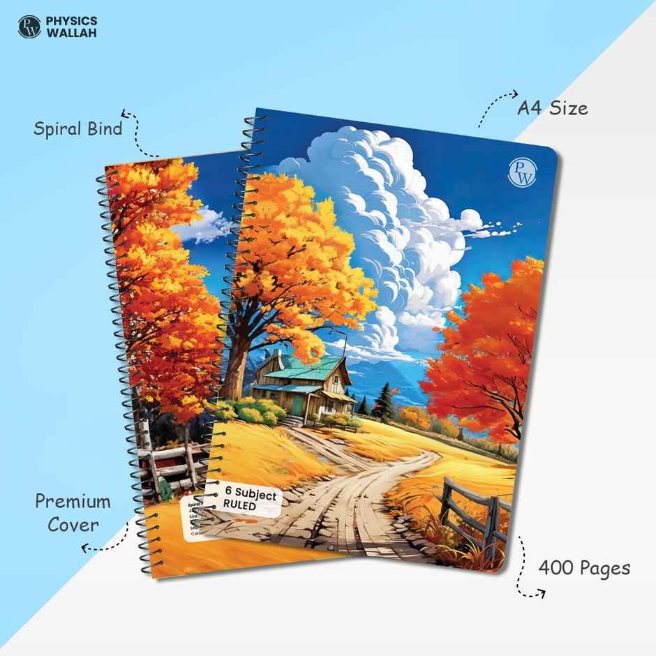 Physics Wallah 6 Subject Spiral Notebook | 400 Pages | Ruled | Pw Seasons