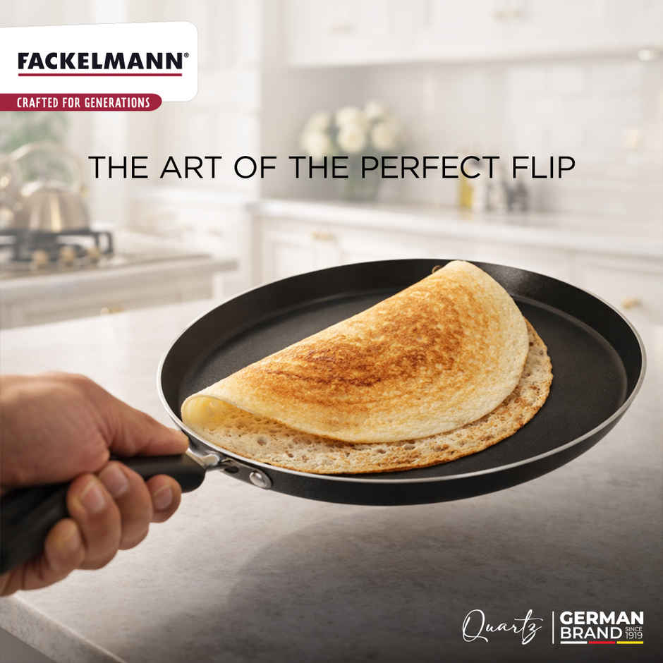 Fackelmann Quartz Nonstick Flat Tawa 25Cm, Induction, German Tech, Paratha, Omelette, Dosa