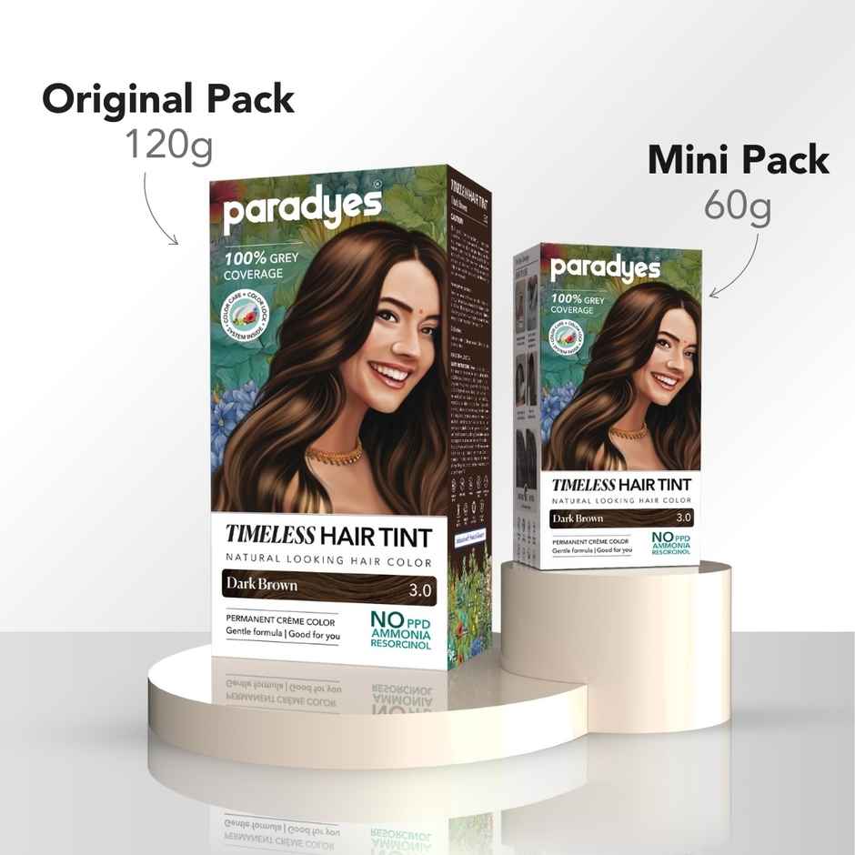 Paradyes Mini Timeless Hair Tint Free of Ammonia, PDD & Resorcinol Hair Color | Dark Brown  3.0
