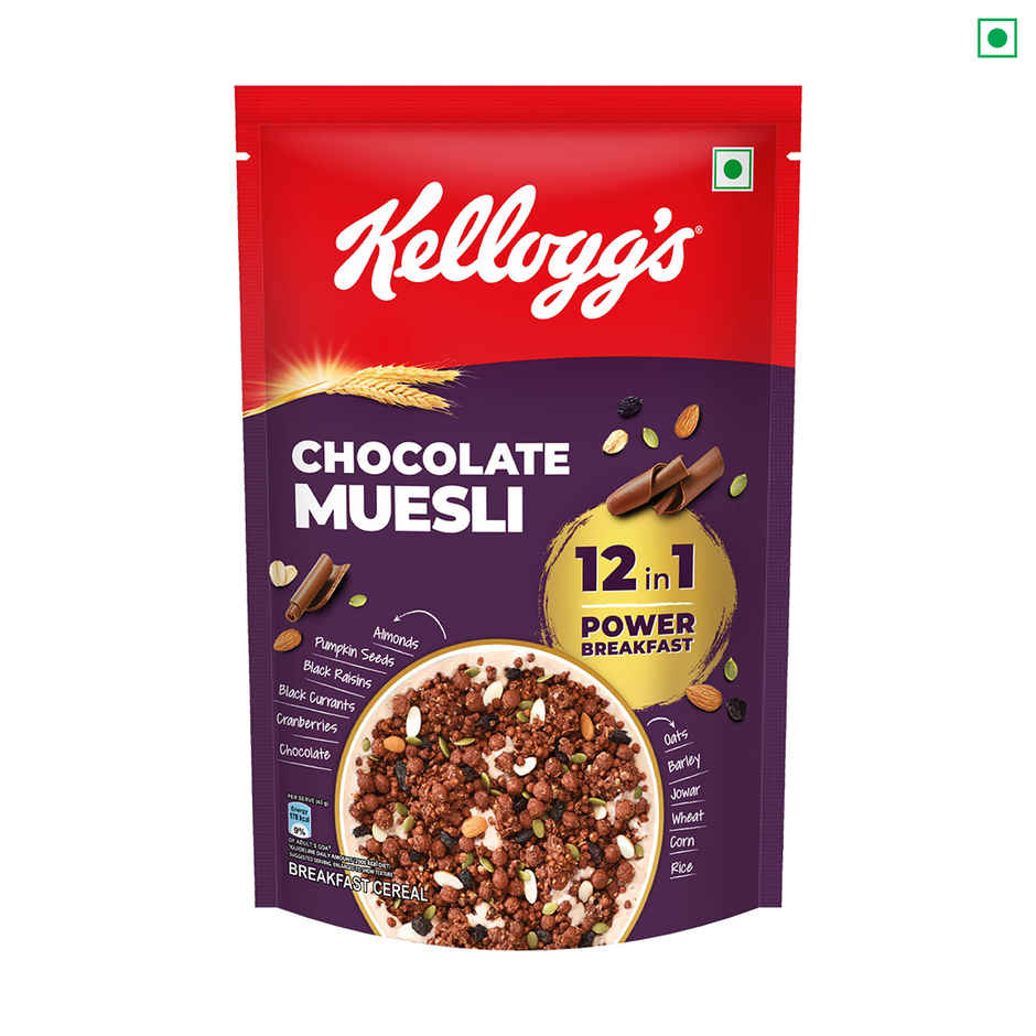 Kellogg's Chocolate Muesli | 12-in-1 Power Breakfast | India's No. 1 Muesli | Multigrain Breakfast Cereal