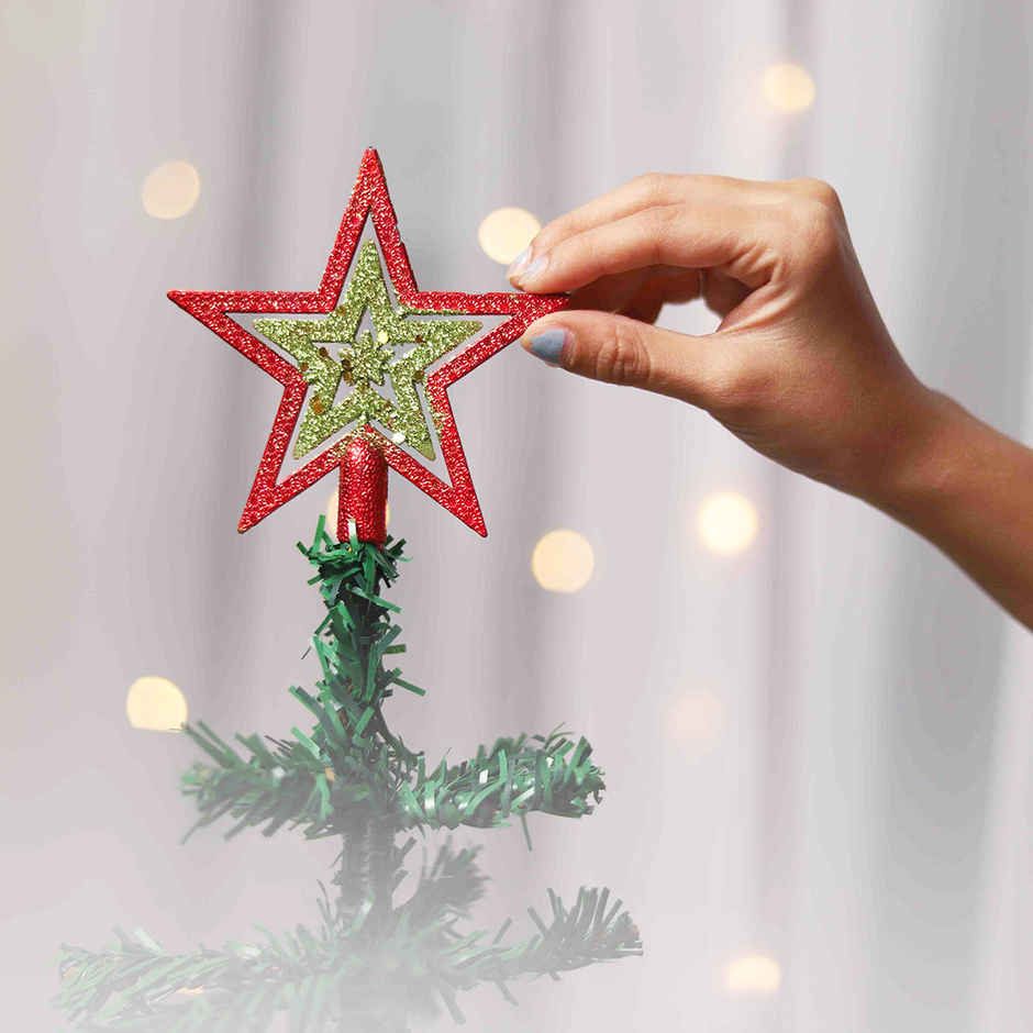 Gullak Christmas Star Topper For Tree Decoration - Red | 9 cm
