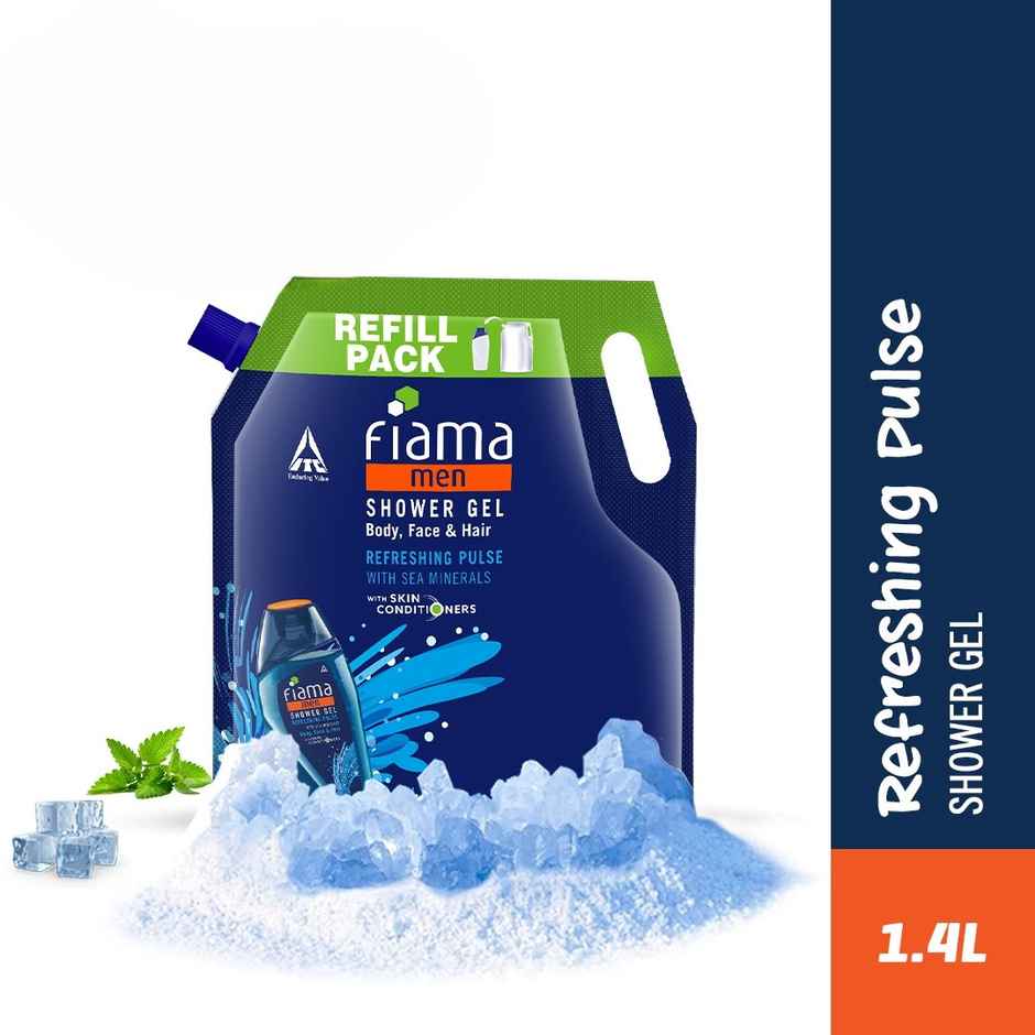 Fiama Men Shower Gel Refreshing Pulse, Body Wash with Skin Conditioners for Refreshed Skin, Pouch