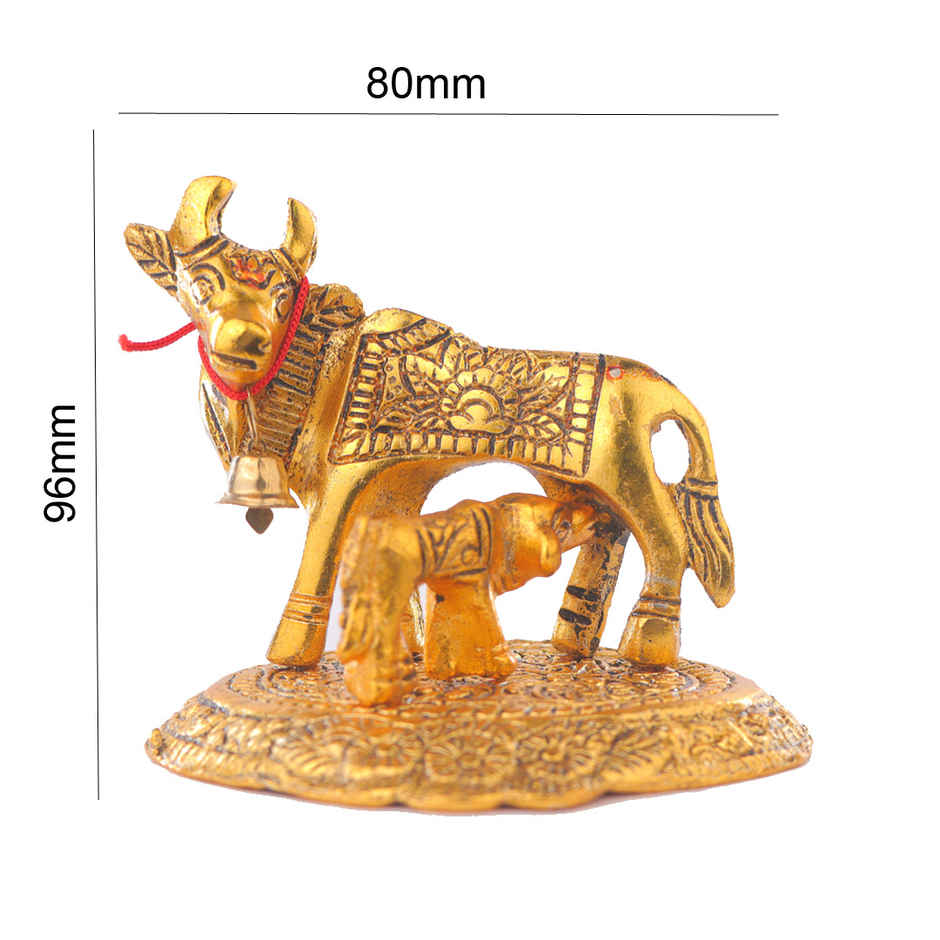Kamdhenu Maa Gold Polish Idol Small Size Design 2 | Devnidhi