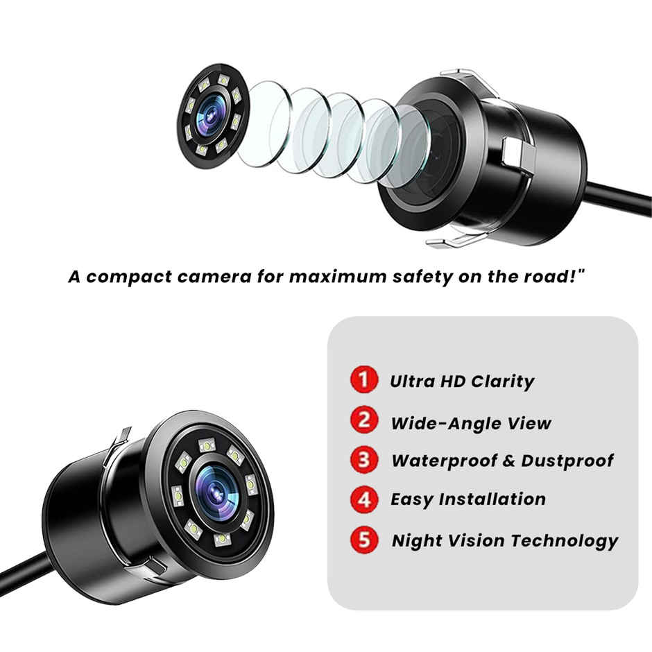 Potauto Rear Led Camera A001 | Waterproof | Night Vision | Metal - Enhanced Vehicle Safety